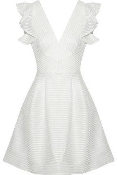 Shop Marchesa Notte Woman Satin-appliquéd Tulle Mini Dress Ivory