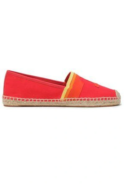 Shop Tory Burch Woman Laguna Appliquéd Canvas Espadrilles Red