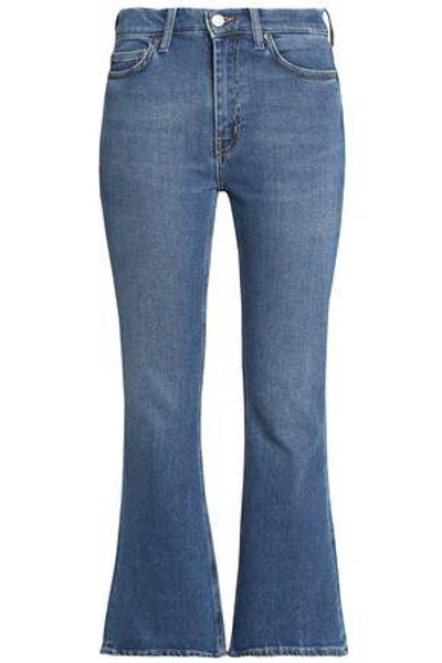Shop M.i.h. Jeans Woman Marty Studded High-rise Kick-flare Jeans Mid Denim