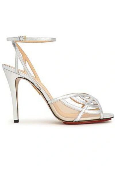 Shop Charlotte Olympia Metallic Leather And Mesh Sandals In Silver