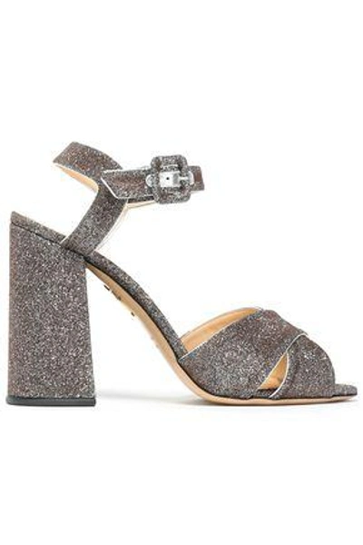 Shop Charlotte Olympia Woman Leather-trimmed Lurex Sandals Silver