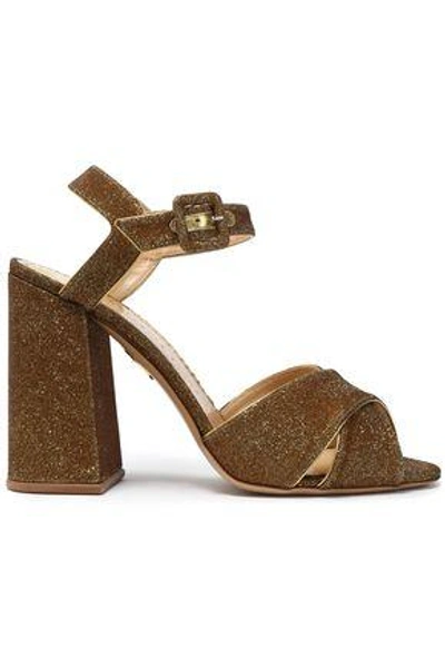 Shop Charlotte Olympia Woman Leather-trimmed Lurex Sandals Gold