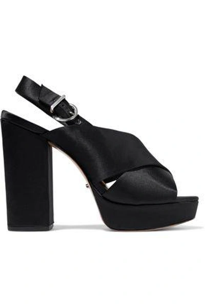 Shop Schutz Woman Millie Satin Platform Sandals Black