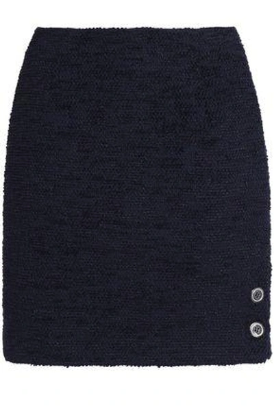 Shop Claudie Pierlot Woman Cotton-blend Bouclé Mini Skirt Midnight Blue