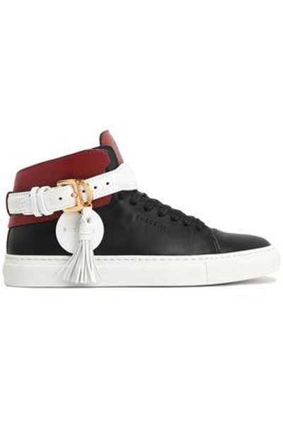 Shop Buscemi Woman Tasseled Color-block Leather High-top Sneakers Black