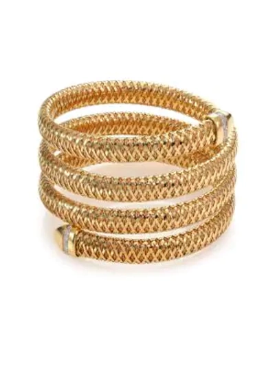 Shop Roberto Coin Women's Primavera Diamond & 18k Yellow Gold 4-row Wrap Bracelet