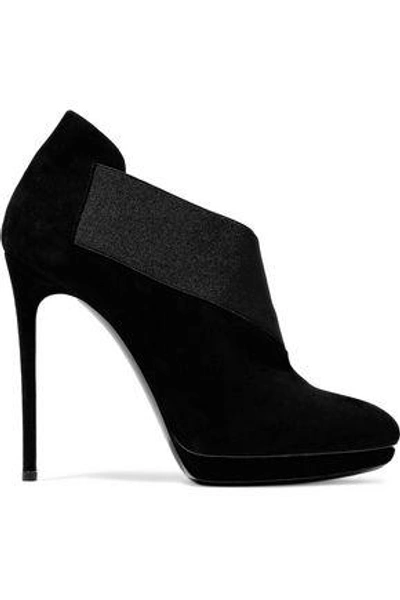 Shop Casadei Woman Suede Platform Ankle Boots Black
