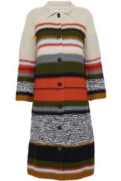 Shop Rosetta Getty Woman Intarsia-knit Coat Taupe