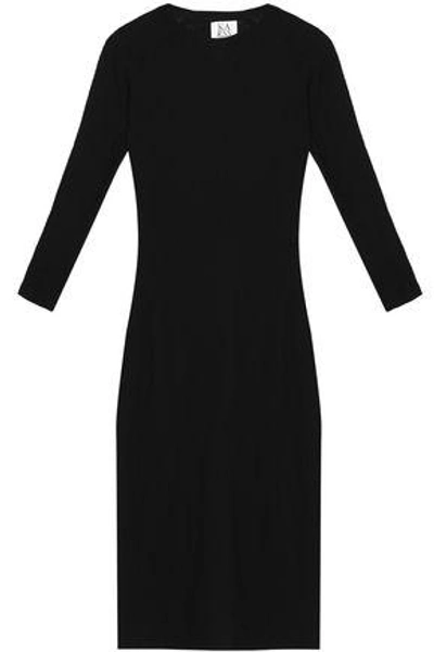 Shop Zoe Karssen Woman Distressed Cotton-jersey Midi Dress Black