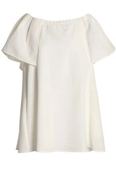 Shop Halston Heritage Woman Off-the-shoulder Cotton-blend Mini Dress Ivory