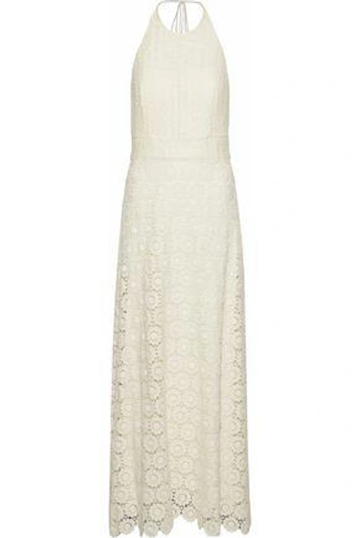 Shop Theory Woman Crocheted Cotton Guipure Lace Halterneck Maxi Dress Ivory