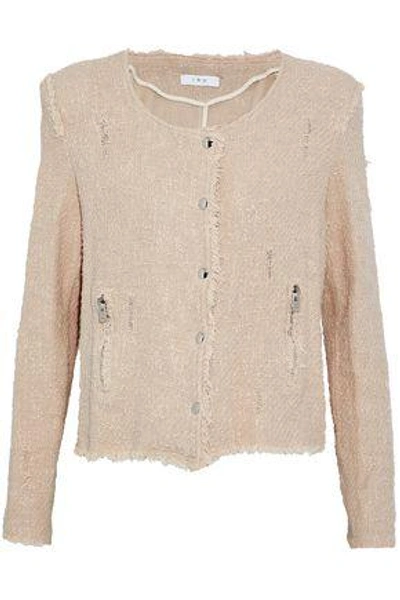 Shop Iro Woman Agnette Distressed Cotton Bouclé-tweed Jacket Beige In Neutral