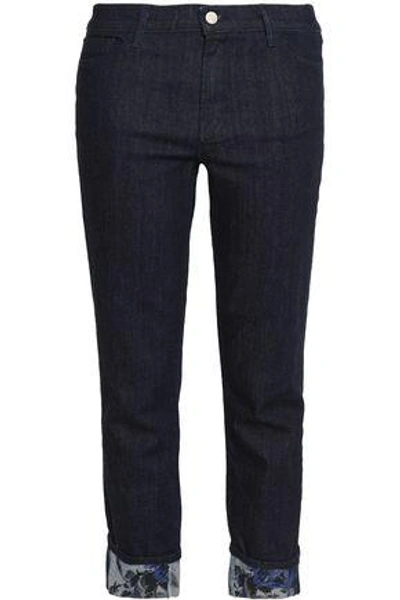 Shop J Brand Cropped Mid-rise Slim-leg Jeans In Dark Denim