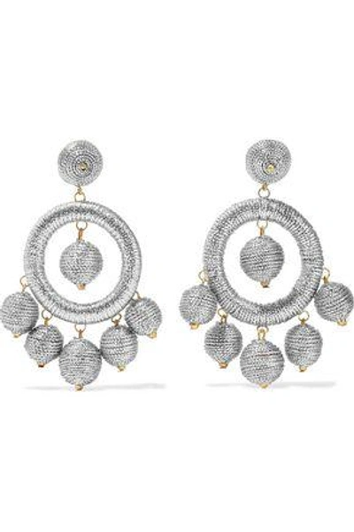 Shop Kenneth Jay Lane Woman Silver And Gold-tone Cord Earrings Silver