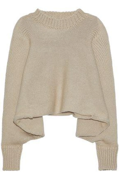 Shop Rosetta Getty Woman Cropped Knitted Sweater Beige