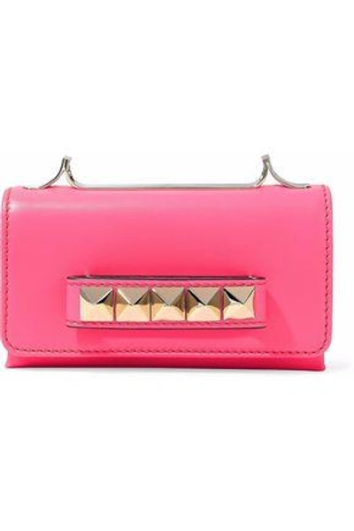 Shop Valentino Woman Va Va Voom Neon Leather Shoulder Bag Bright Pink