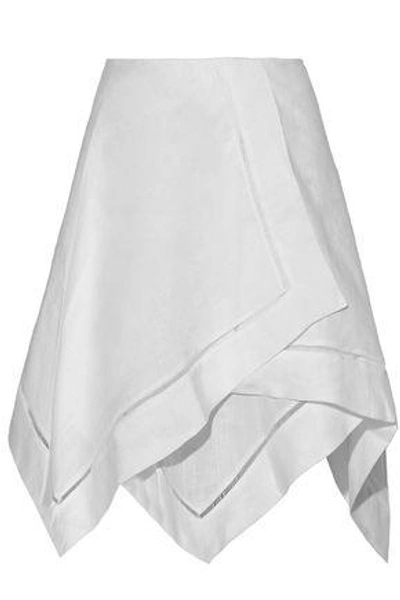 Shop Jw Anderson Woman Asymmetric Linen Skirt White