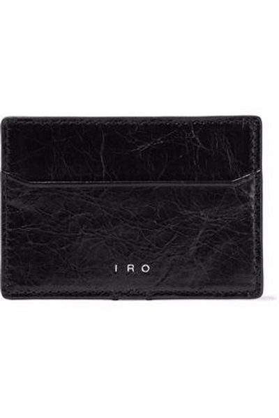 Shop Iro Woman Cracked-leather Cardholder Black