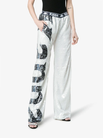 Shop Faith Connexion Kappa Sequin Track Pants In White