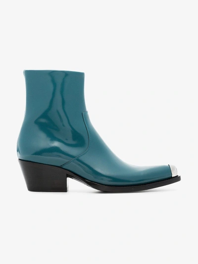 Shop Calvin Klein 205w39nyc Blue Tex Chiara 40 Leather Boots