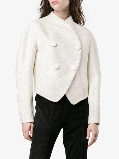 Shop Proenza Schouler Re-edition Wool Cotton-blend Double Breasted Jacket In White