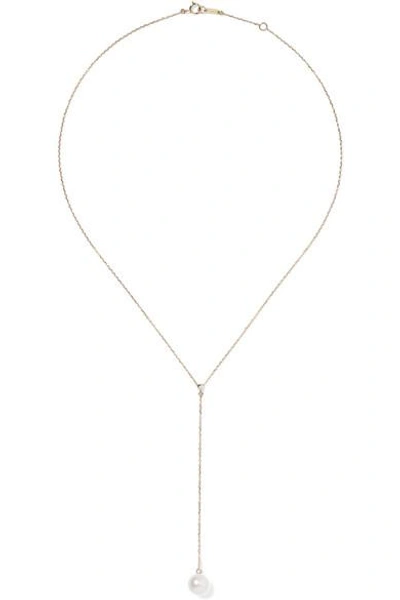 Shop Mizuki 14-karat Gold, Pearl And Diamond Necklace