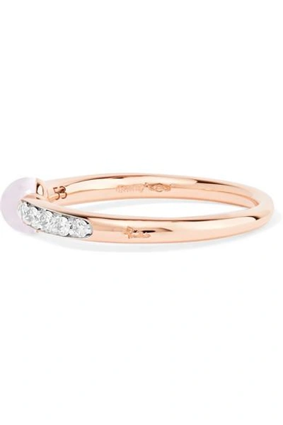 Shop Pomellato M'ama Non M'ama 18-karat Rose Gold, Diamond And Moonstone Ring