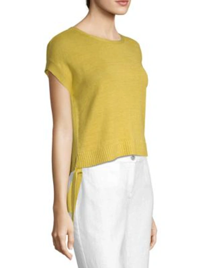 Shop Eileen Fisher Organic Linen Knit Short Sleeve Sweater In White