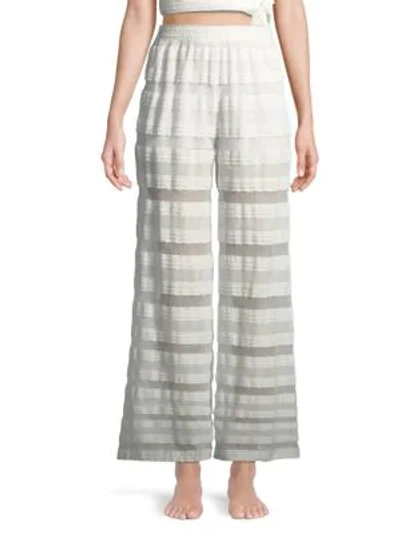 Shop Jonathan Simkhai Mesh Lace Coverup Pants In Ivory