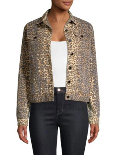 Shop Atm Anthony Thomas Melillo Leopard Denim Jacket In Leopard Print