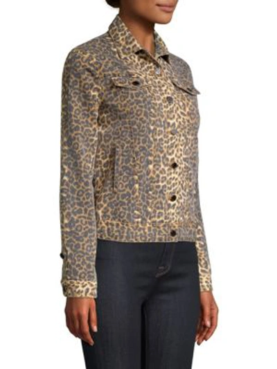 Shop Atm Anthony Thomas Melillo Leopard Denim Jacket In Leopard Print