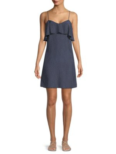 Shop Atm Anthony Thomas Melillo Silk Polka Dot Flounce Dress In Midnight White