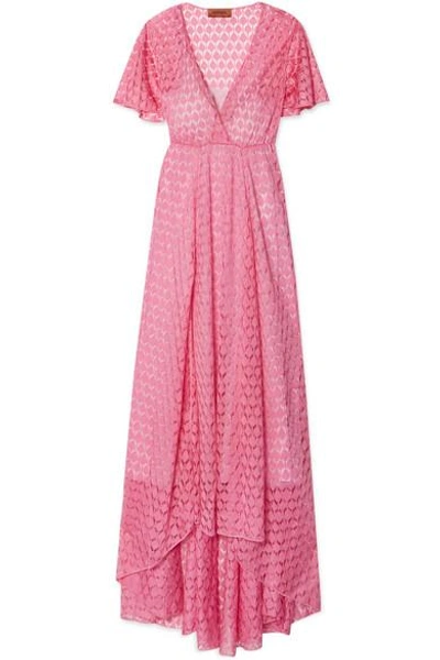 Shop Missoni Crochet-knit Maxi Dress In Pink