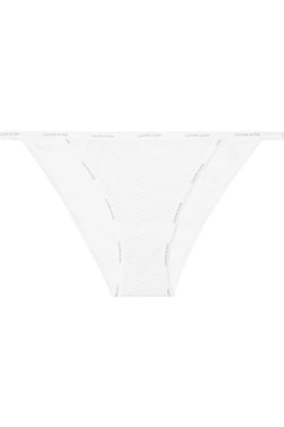 Shop Calvin Klein Underwear Sheer Marquisette Stretch-mesh Briefs In White