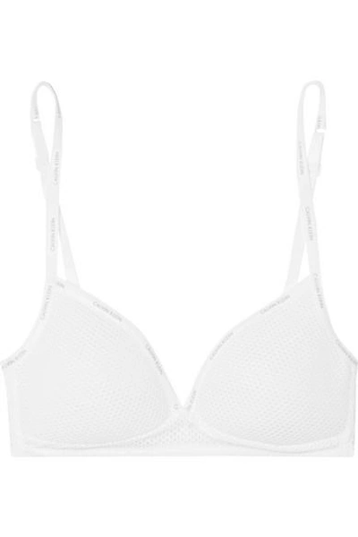 Shop Calvin Klein Underwear Sheer Marquisette Stretch-mesh Soft-cup Bra In White