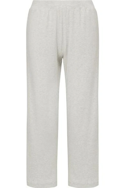 Shop Skin Noelle Ribbed Stretch-pima Cotton And Modal-blend Pajama Pants In Stone
