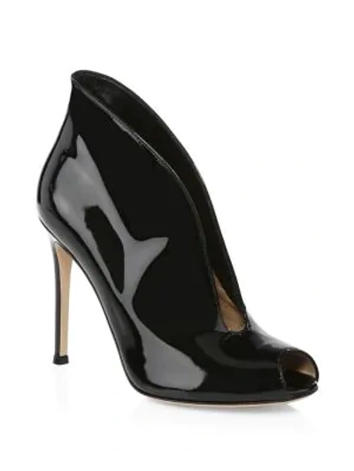 Shop Gianvito Rossi Patent Leather Peep-toe Booties In Black