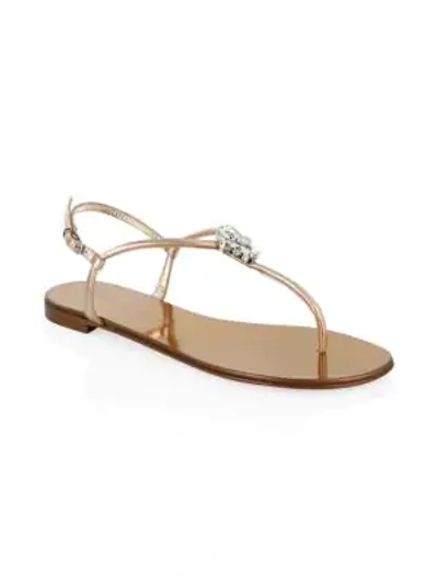 Shop Giuseppe Zanotti Nuvorock Leather Thong Sandals In Gold