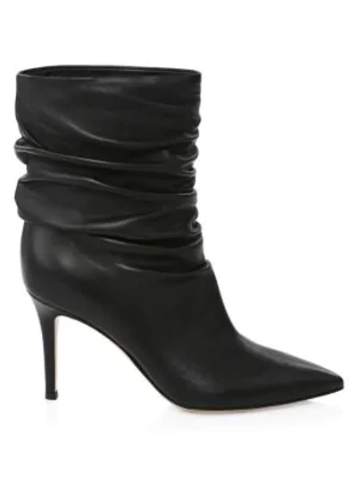 Shop Gianvito Rossi Cecile Ruched Leather Ankle Boots In Black