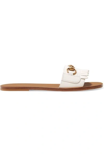 Shop Gucci Horsebit-detailed Fringed Leather Slides