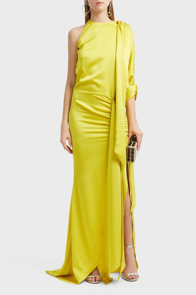Ronald Van Der Kemp Bow Sleeve Gown In Yellow