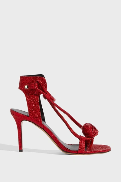 Shop Isabel Marant Ablee Knot Detail Sandals In Red