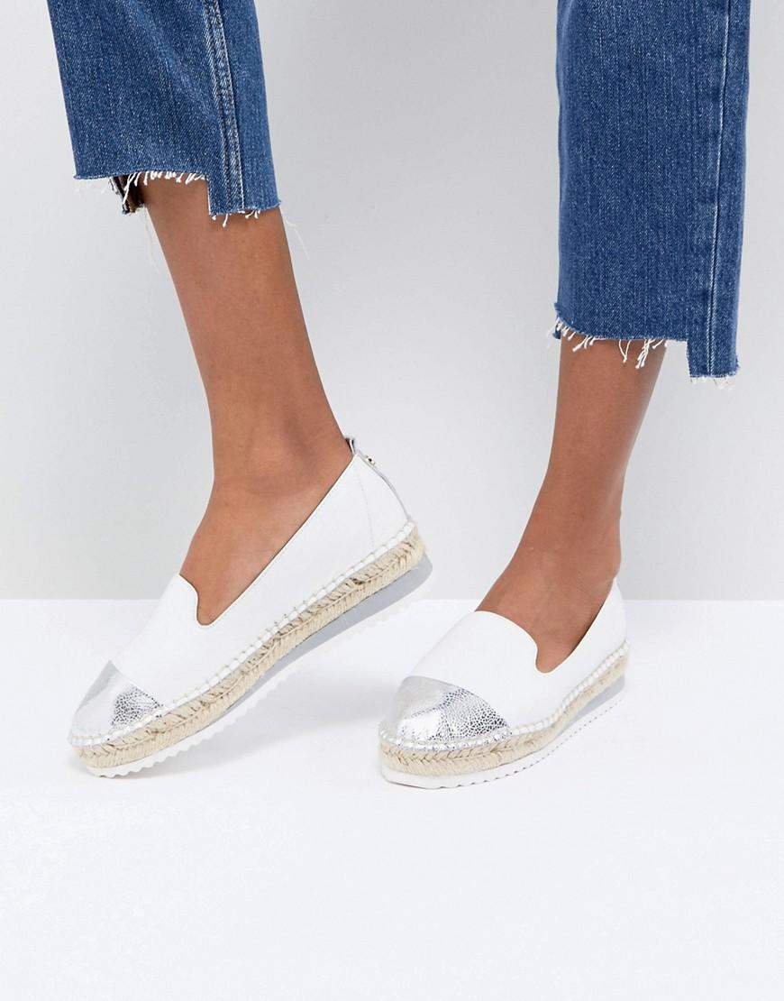 silver leather espadrilles