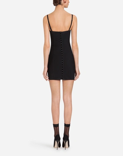 Shop Dolce & Gabbana Satin Corset Dress In Black