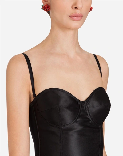 Shop Dolce & Gabbana Satin Corset Dress In Black
