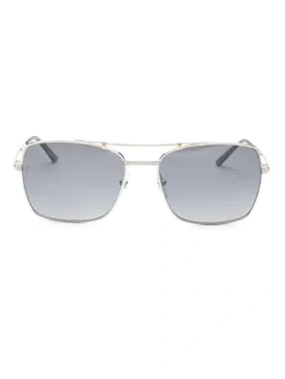 Shop Cartier Santos Rectangular Sunglasses In Silver