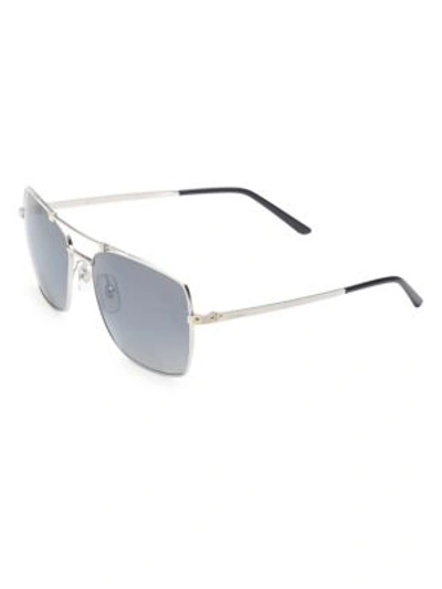 Shop Cartier Santos Rectangular Sunglasses In Silver