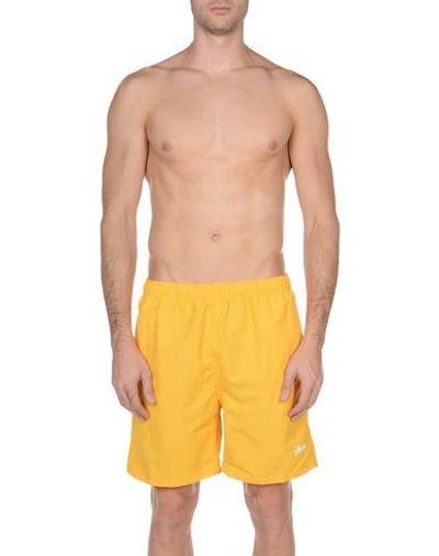Shop Stussy Swim Shorts In Yellow