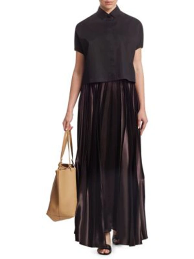 Shop The Row Vailen Pleated Maxi Skirt In Dark Brown