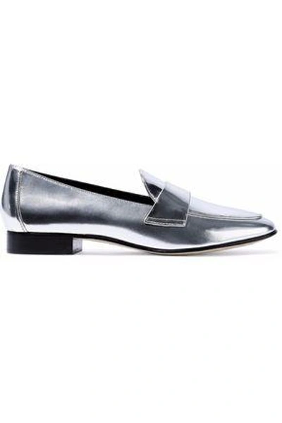 Shop Diane Von Furstenberg Woman Metallic Leather Loafers Silver
